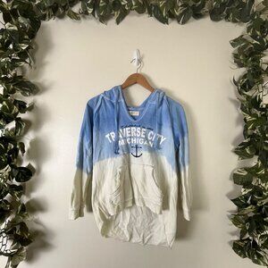 Ocean Drive Traverse City Graphic Pullover Hoodie Ombre Blue Women’s Sz S